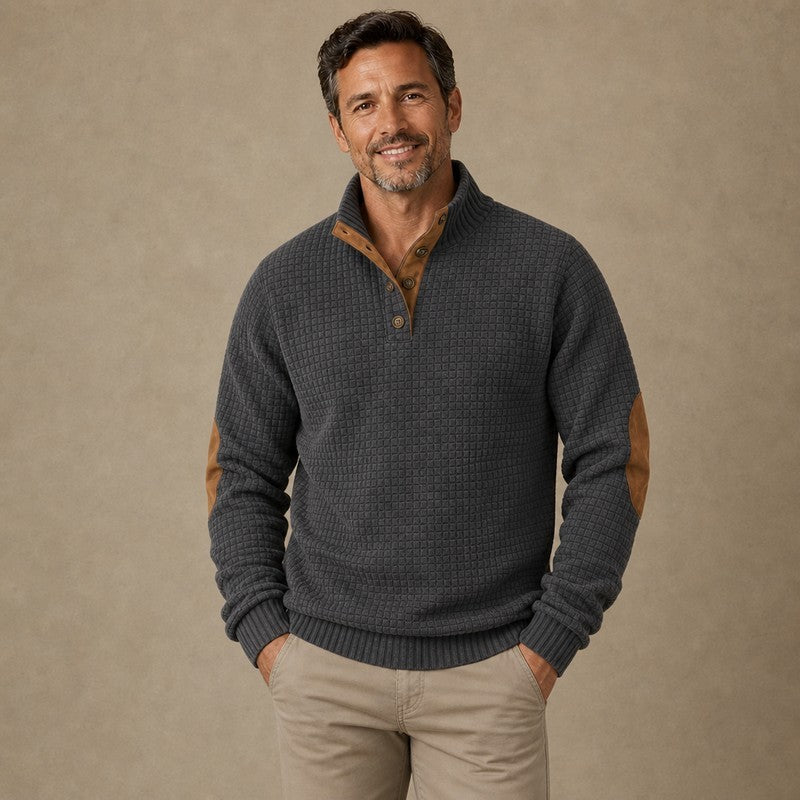 Men's Waffle Patchwork Sweatshirt