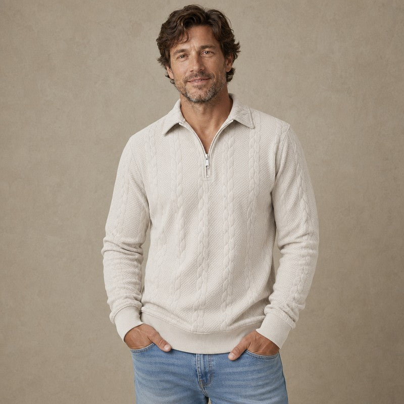 Men's Jacquard Soft Zipped Polo