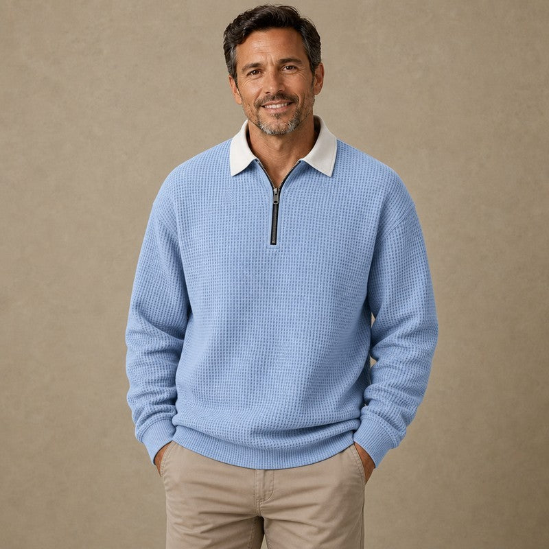 Cozy Waffle Quarter-Zip Polo Shirts