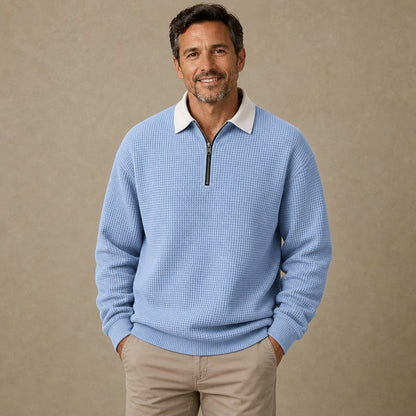 Cozy Waffle Quarter-Zip Polo Shirts