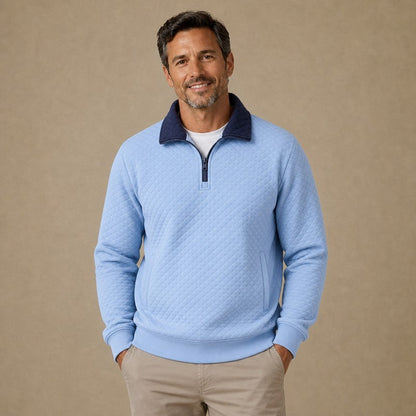 Colorblock Waffle Quarter-Zip Sweatshirt