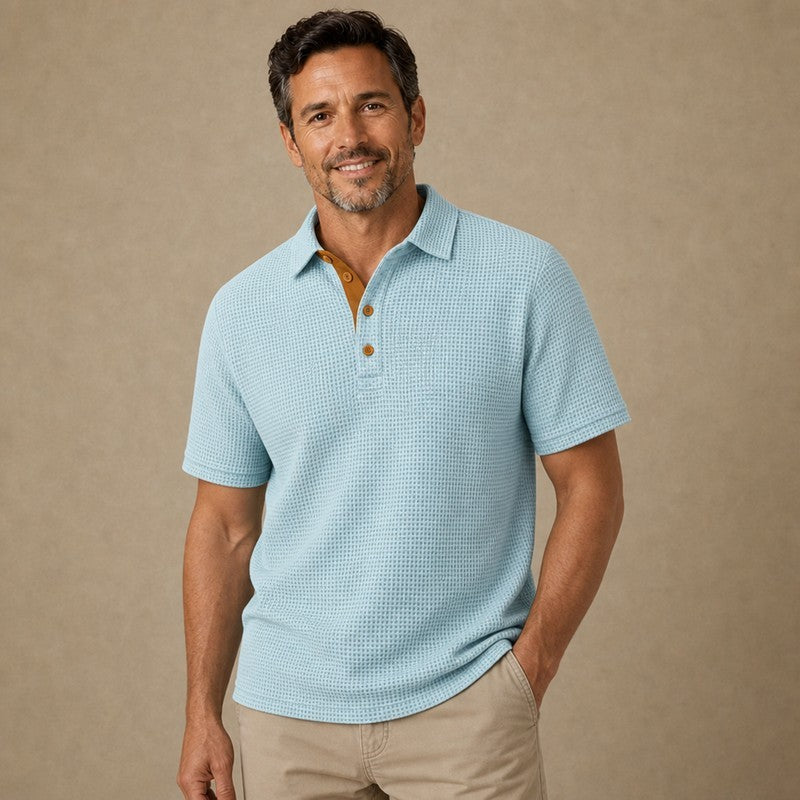 Men's Colorblock Waffle Polo Shirt