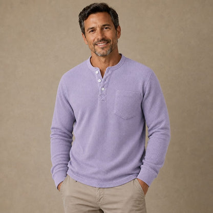 Soft Waffle Textured Button Henley