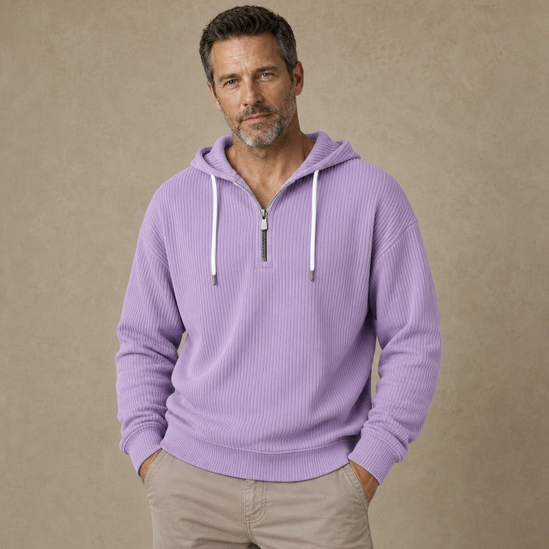 Soft Corduroy Quarter Zip Hoodie