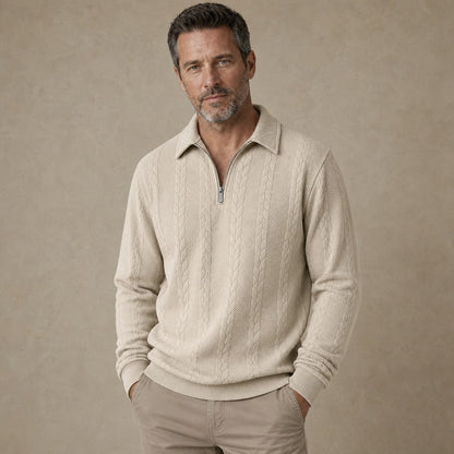Soft Jacquard Quarter Zip Polo
