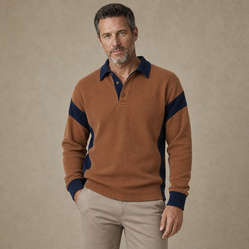 Classic Colorblock Corduroy Polo Shirt
