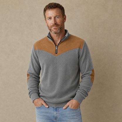 Corduroy Quarter Zip Colorblock Sweatshirt