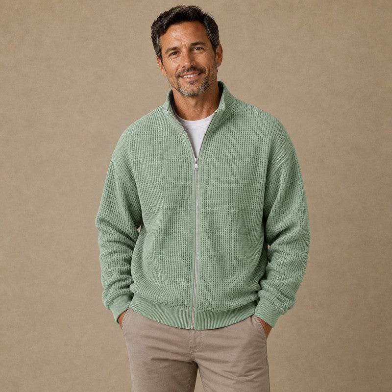 Soft Waffle Zipped Sweatshirt