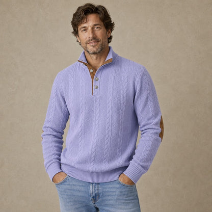 Jacquard Button Up Textured Sweatshirt