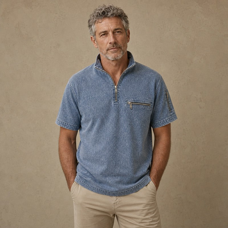 2-Pack Broken-In Cotton Zip Up Henley Shirts