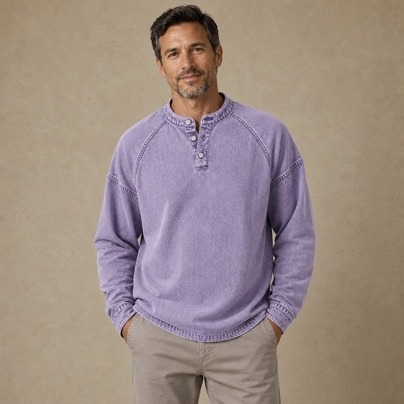 Rugged Vintage Cotton Henley Shirt