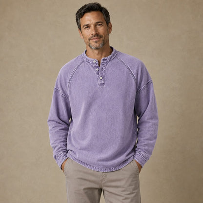 Rugged Vintage Cotton Henley Shirt