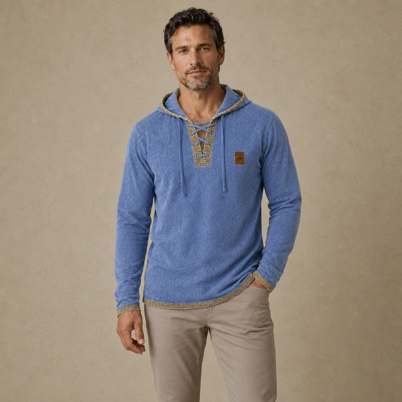 Vintage Colorblock 100% Cotton Hooded Pullover