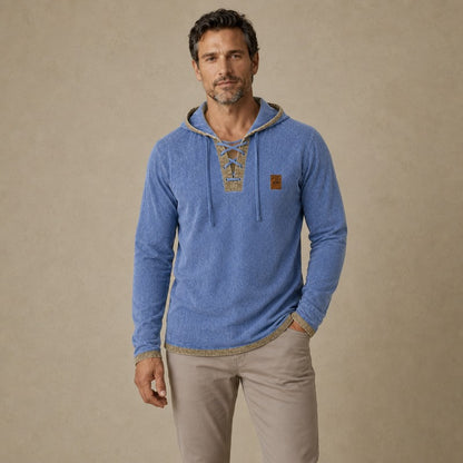Vintage Colorblock 100% Cotton Hooded Pullover