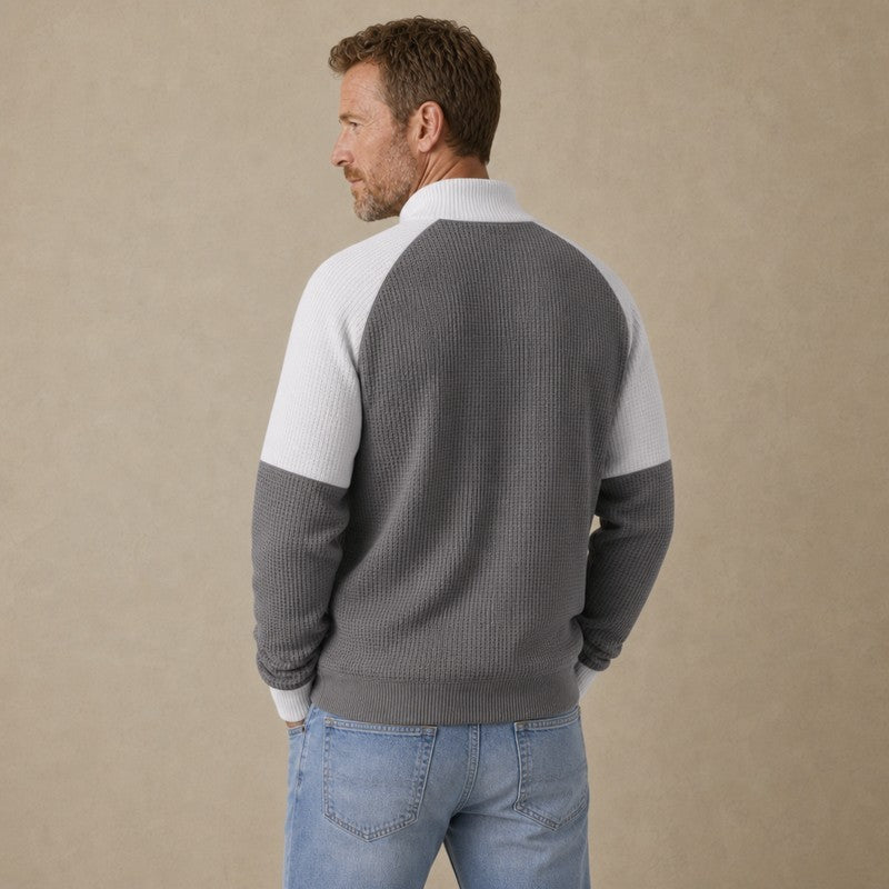 Colorblock Banded Collar Waffle Polo