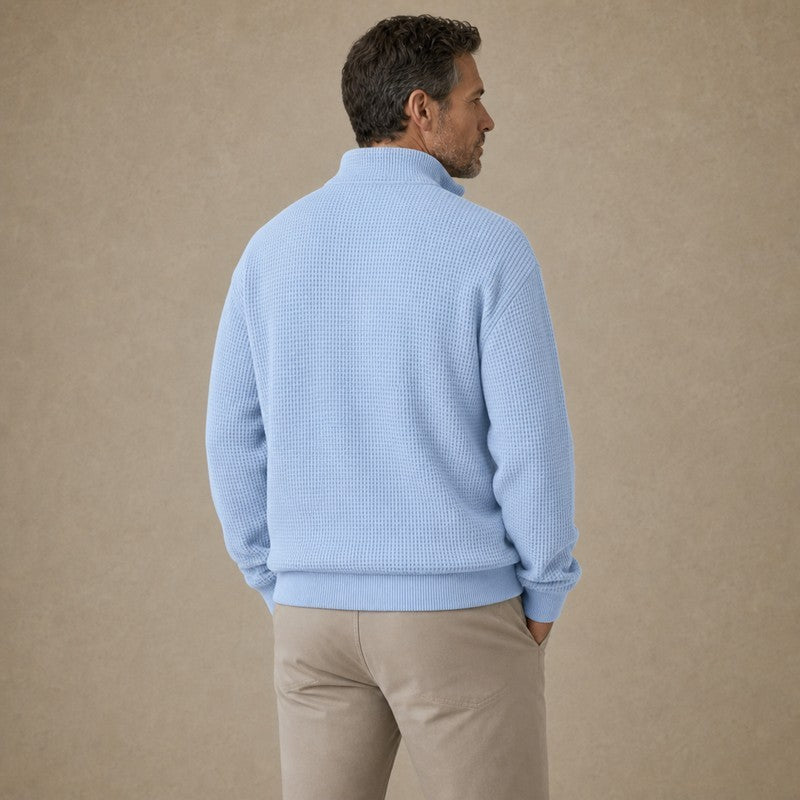Textured Quarter Zip Waffle Polo