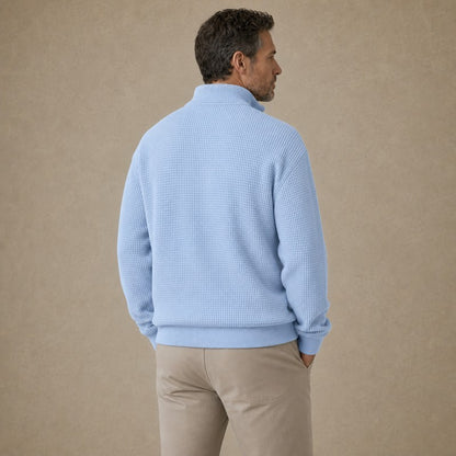 Textured Quarter Zip Waffle Polo
