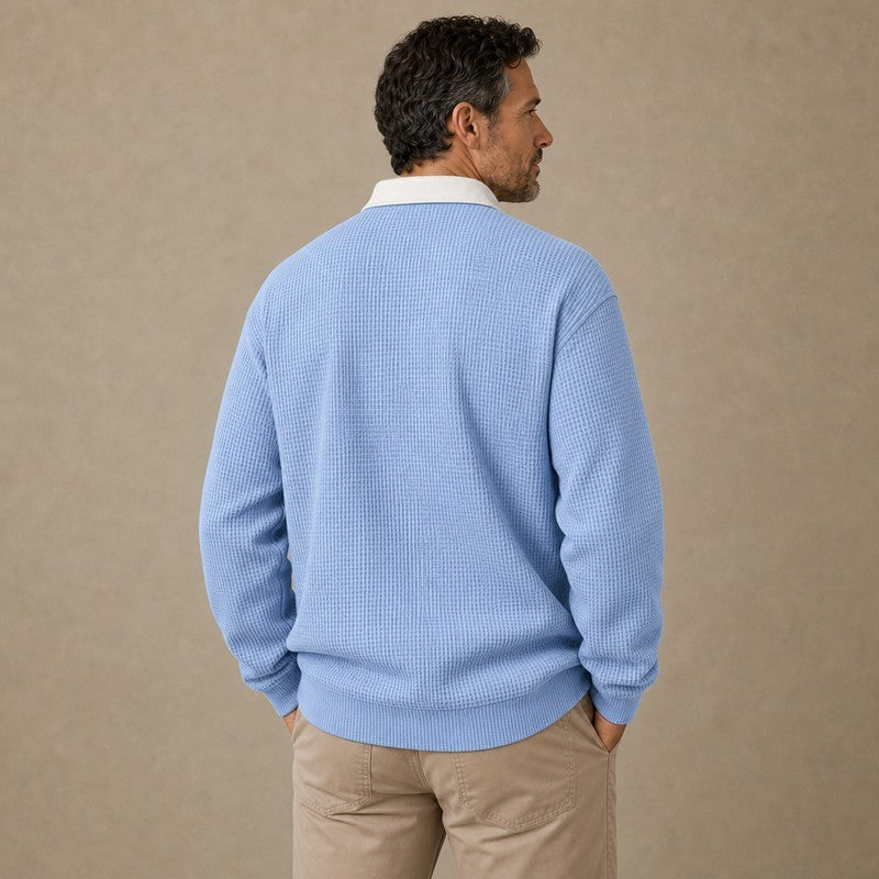Cozy Waffle Quarter-Zip Polo Shirts