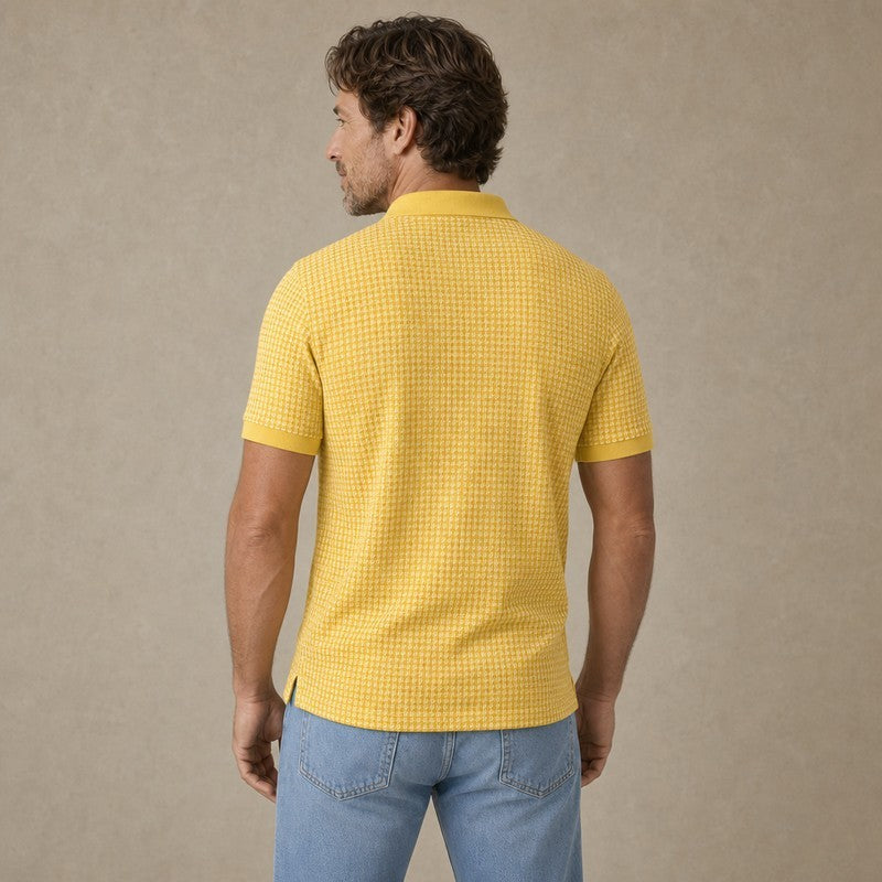 Textured Waffle Polo-Soft Summer Lapel Collar Shirt