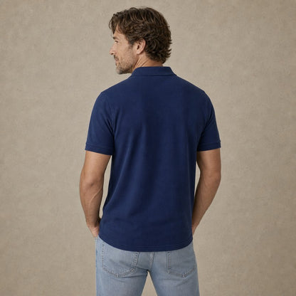 Textured 100% Cotton Embroidered Pique Polo Shirt