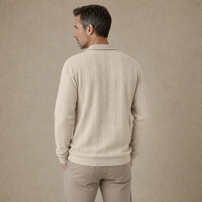 Soft Jacquard Quarter Zip Polo