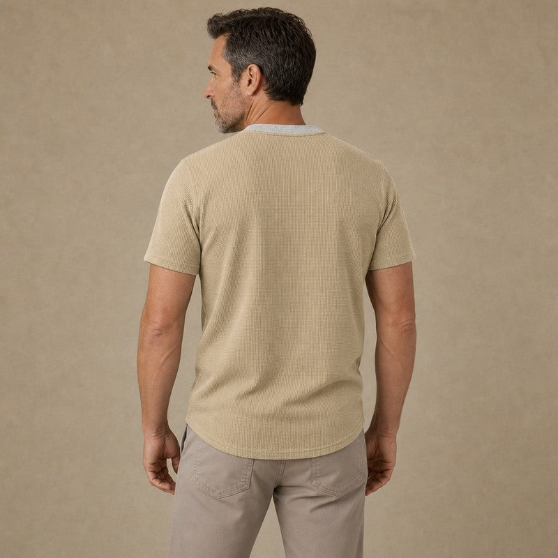 Men's Colorblock Waffle Henley T-Shirt