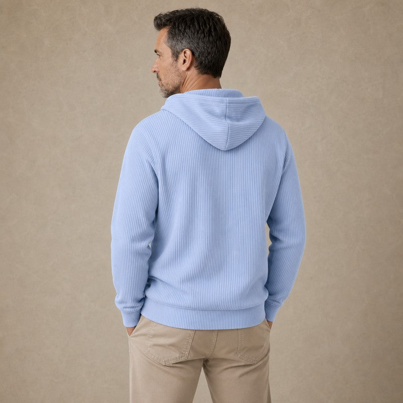 Textured Corduroy Quarter Zip Hoodie