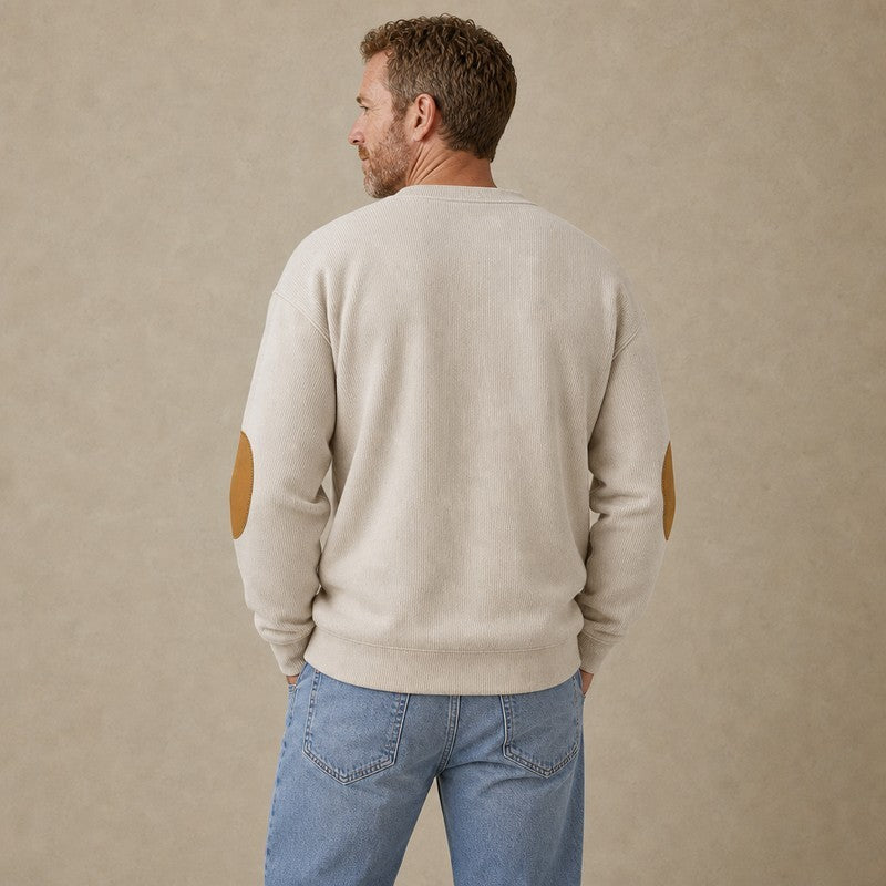 Patchwork Corduroy Crew Neck Sweatshirt