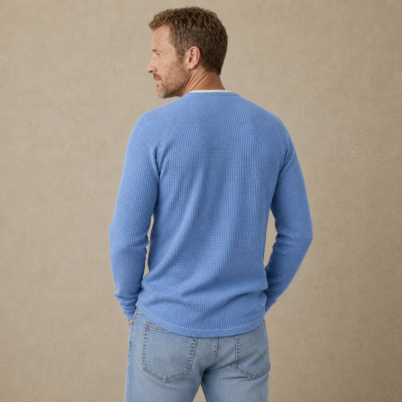 Colorblock V-neck Waffle Henley