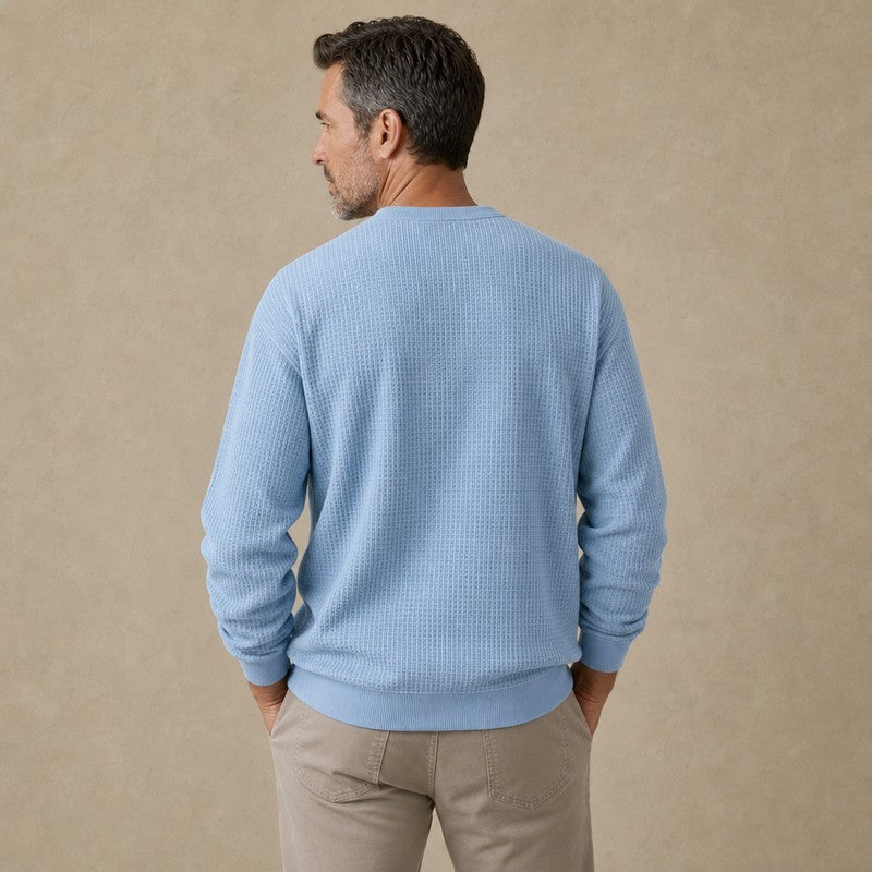 Classic Waffle Knit Crew Neck Sweatshirt