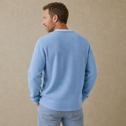 Relaxed V-neck Waffle T-Shirt