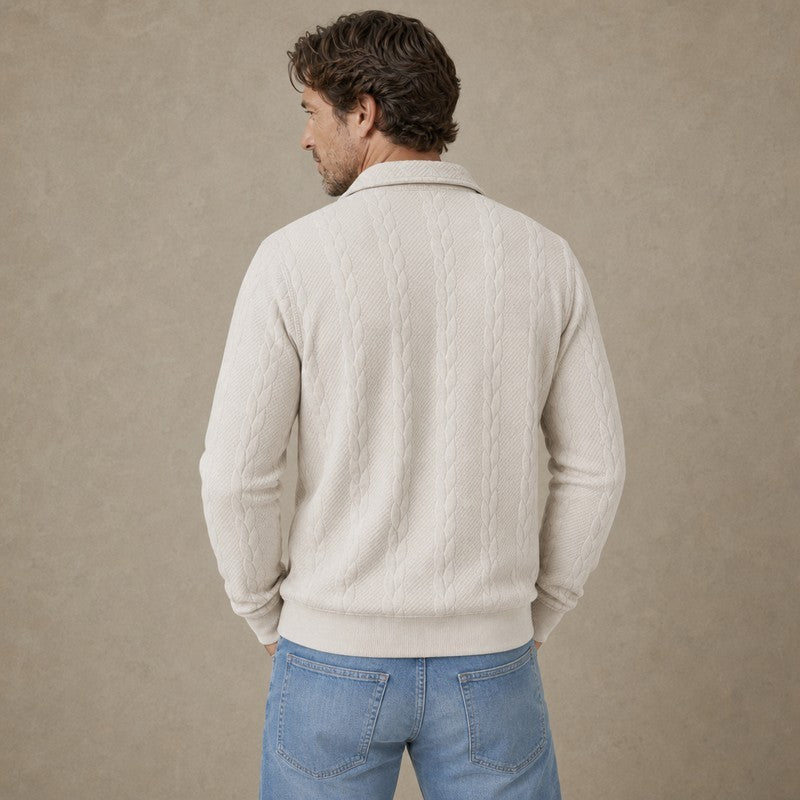 Men's Jacquard Soft Zipped Polo