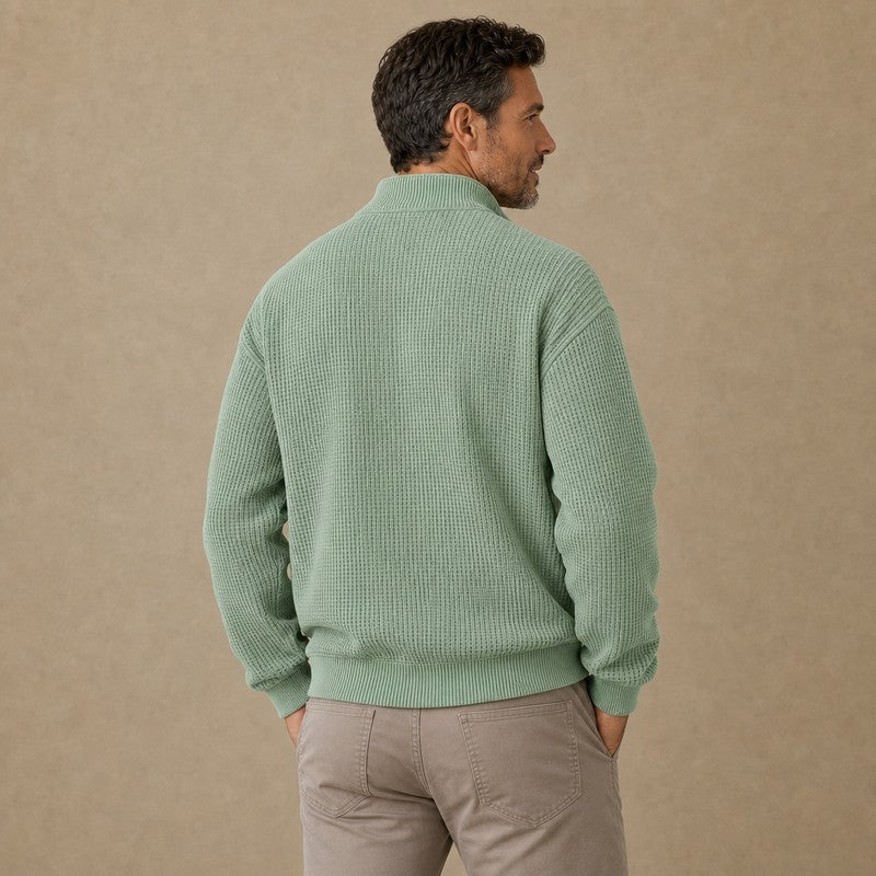 Soft Waffle Zipped Sweatshirt