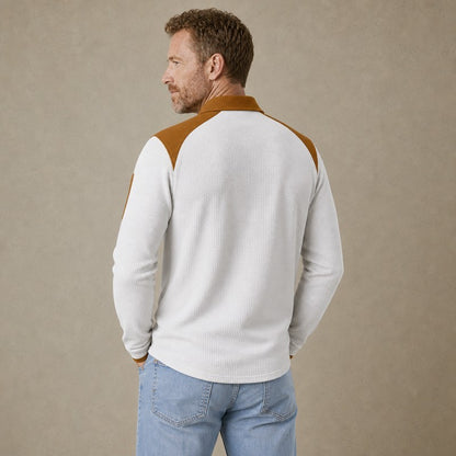 Colorblock Quarter Zip Waffle Polo