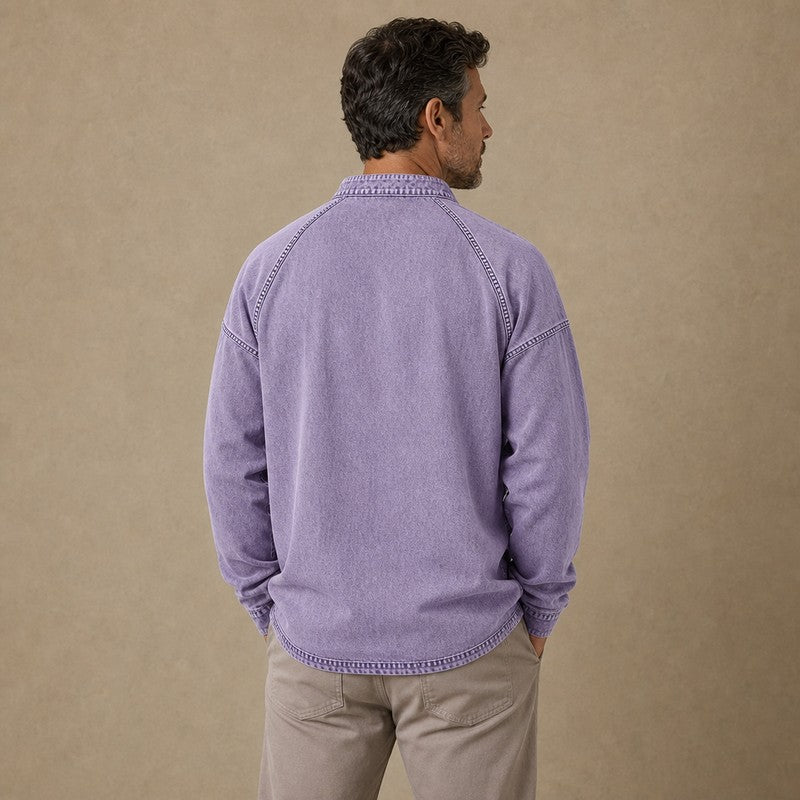 Rugged Vintage Cotton Henley Shirt