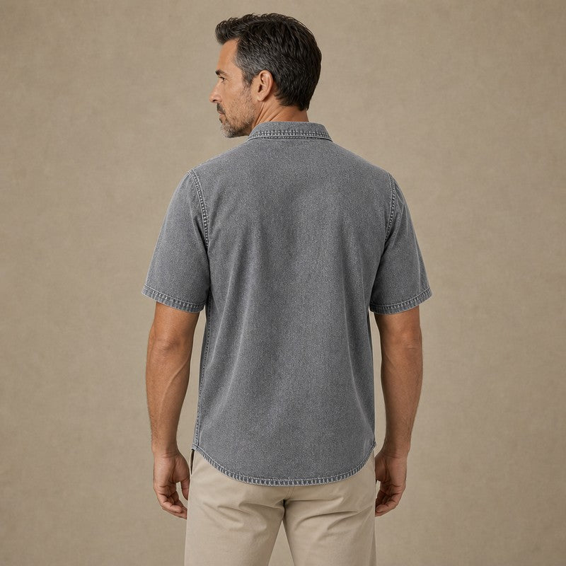 Vintage Feel Washed Cotton Work Shirt