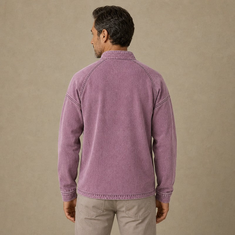 Washed Cotton Henley Shirt