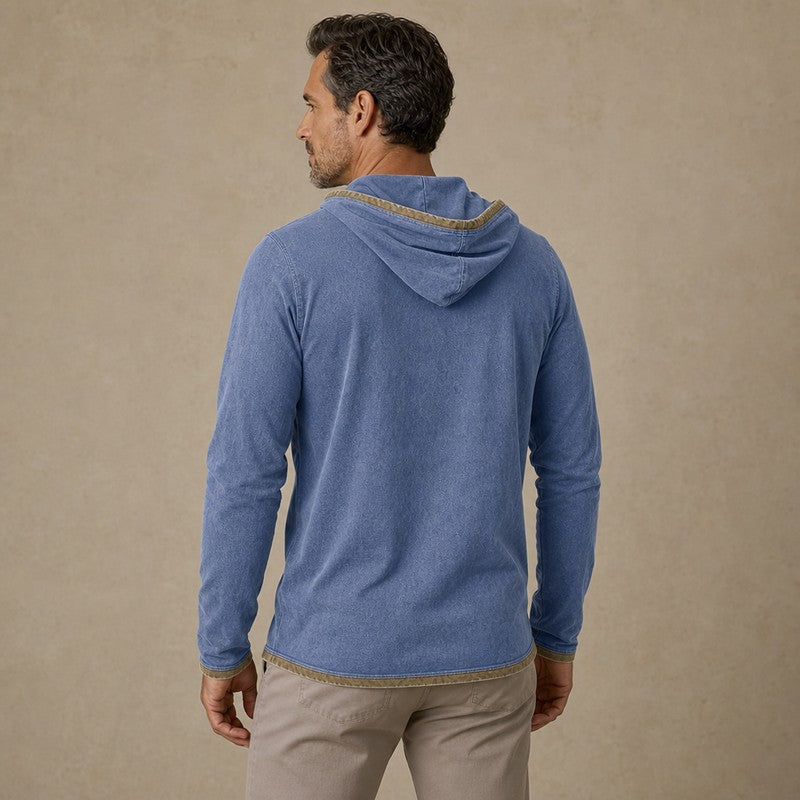 Vintage Colorblock 100% Cotton Hooded Pullover