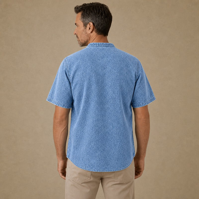 Broken-In Cotton Palm Tree Button Up Shirt