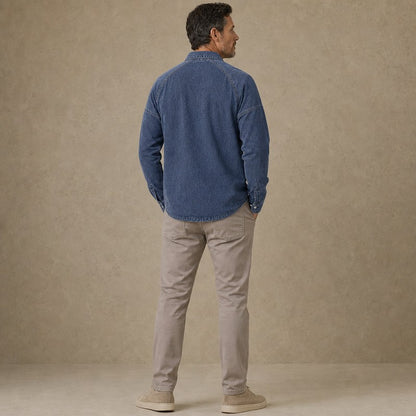 Soft Washed Long Sleeve Henley Shirt