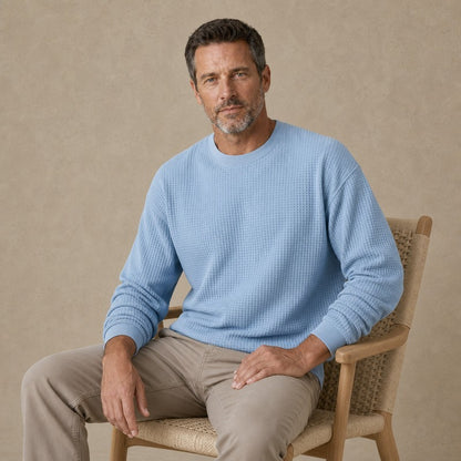 Classic Waffle Knit Crew Neck Sweatshirt