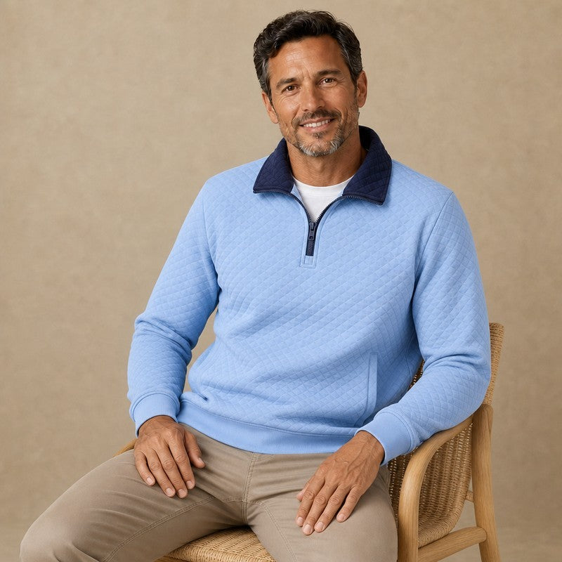 Colorblock Waffle Quarter-Zip Sweatshirt