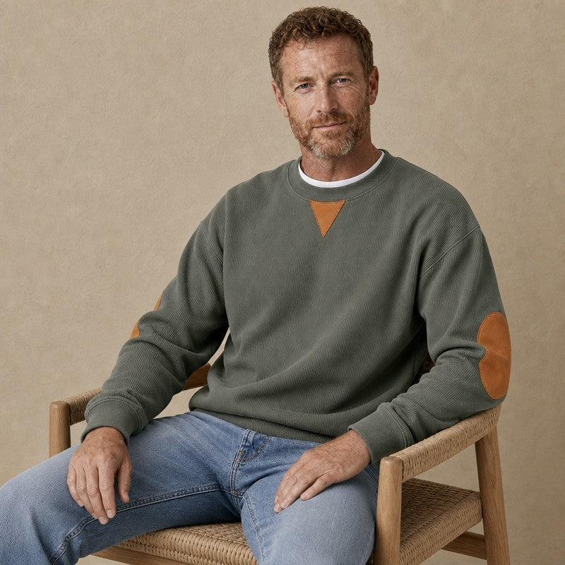 Colorblock Corduroy Crew Neck Sweatshirt