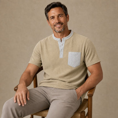 Men's Colorblock Waffle Henley T-Shirt