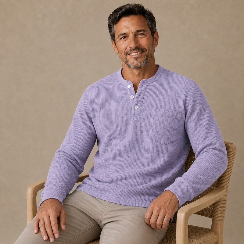 Soft Waffle Textured Button Henley