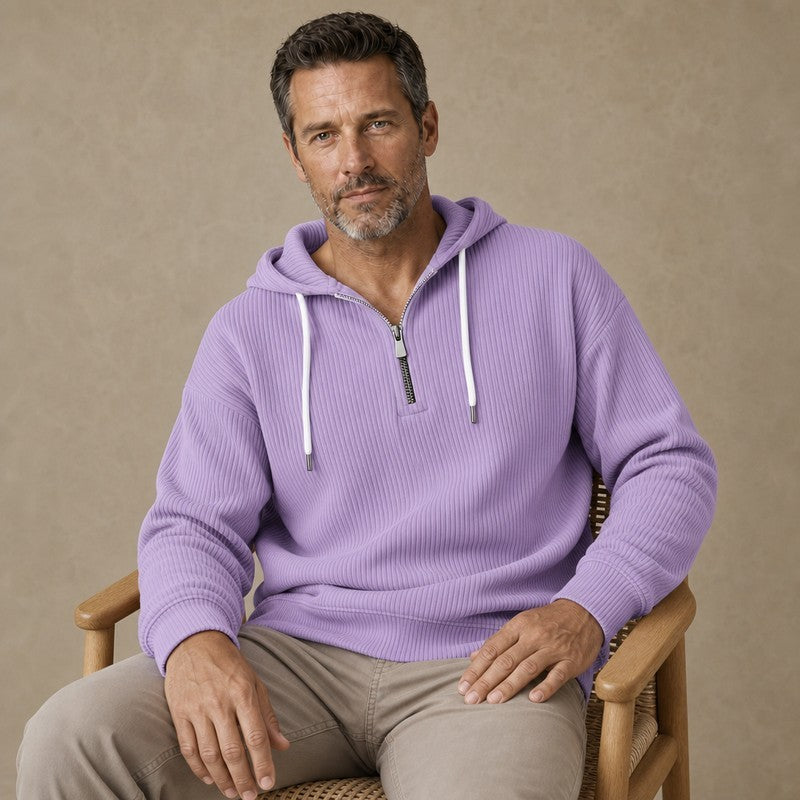 Soft Corduroy Quarter Zip Hoodie