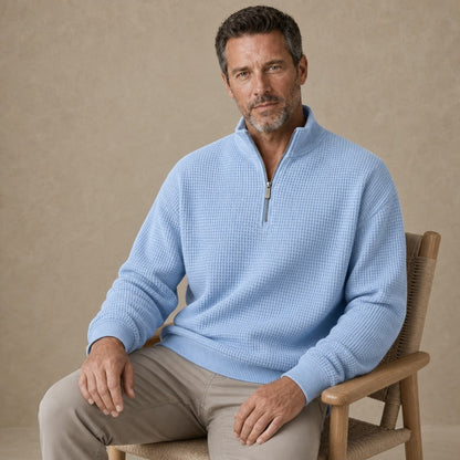 Textured Quarter Zip Waffle Polo