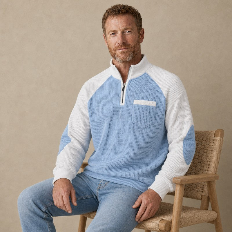 Colorblock Waffle Patchwork Polo Shirts