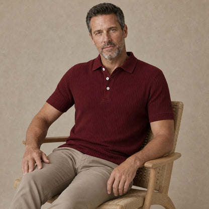 Everyday Ribbed Knit Polo Shirt