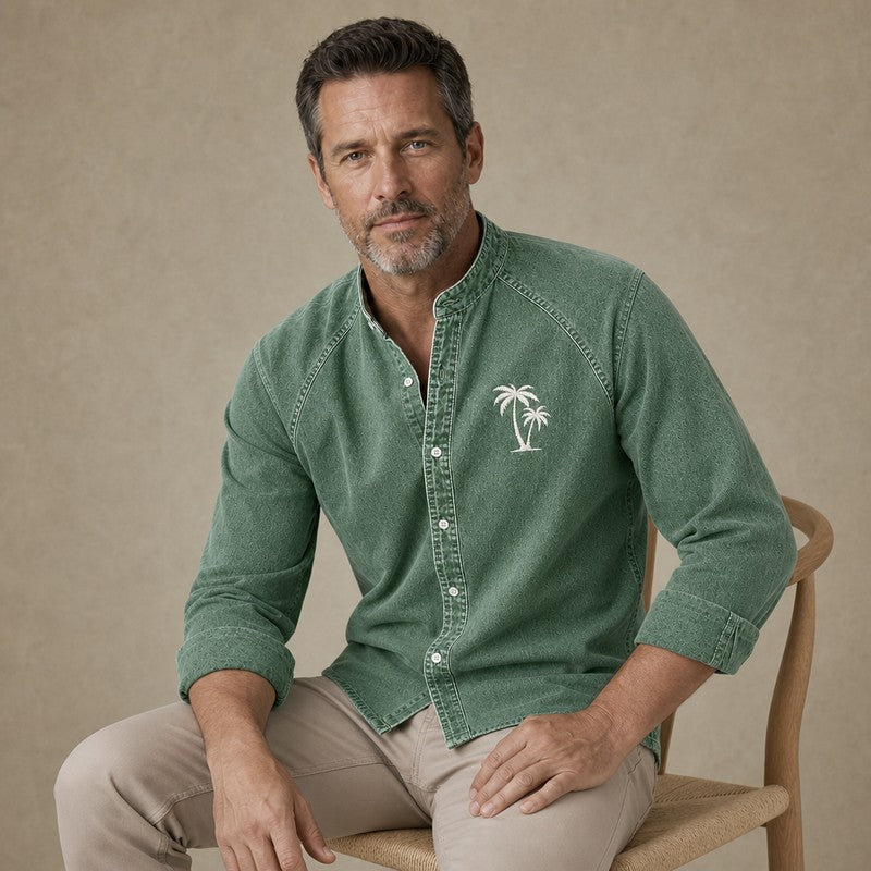 Broken-In Cotton Embroidered Denim Shirt